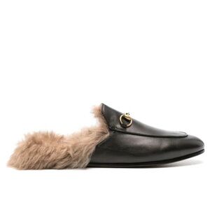 Gucci Princetown Shearling Leather Mules Sz 39